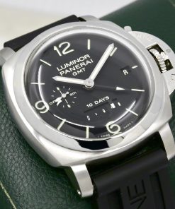 Panerai Luminor 1950 10 Days GMT Automatic in Stainless Steel, Black "Sandwich Dial" with Power Reserve Indicator, on a Panerai Rubber Strap with Panerai Tang Buckle, Ref. PAM00270, Circa: 2007 - $6,490 inc GST!!!